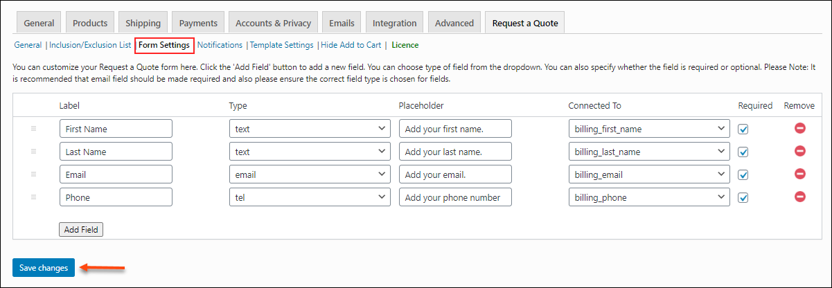How to Accept, Deny & Update Quotes on Your WordPress WooCommerce Site? | Request-a-Quote-Form-Settings (2)