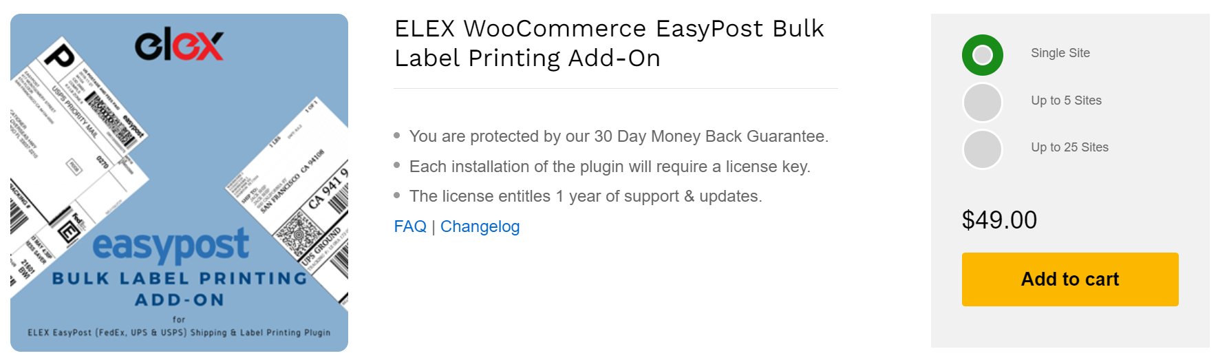 ELEX WooCommerce EasyPost Bulk Label Printing Add-On