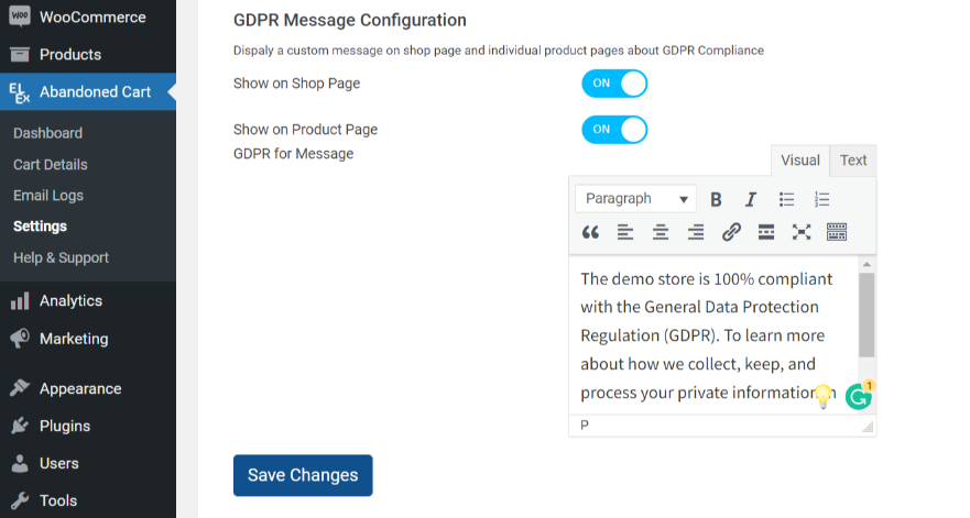 GDPR for message