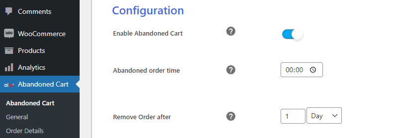 ELEX WooCommerce Abandoned Cart Recovery Plugin | Configuration