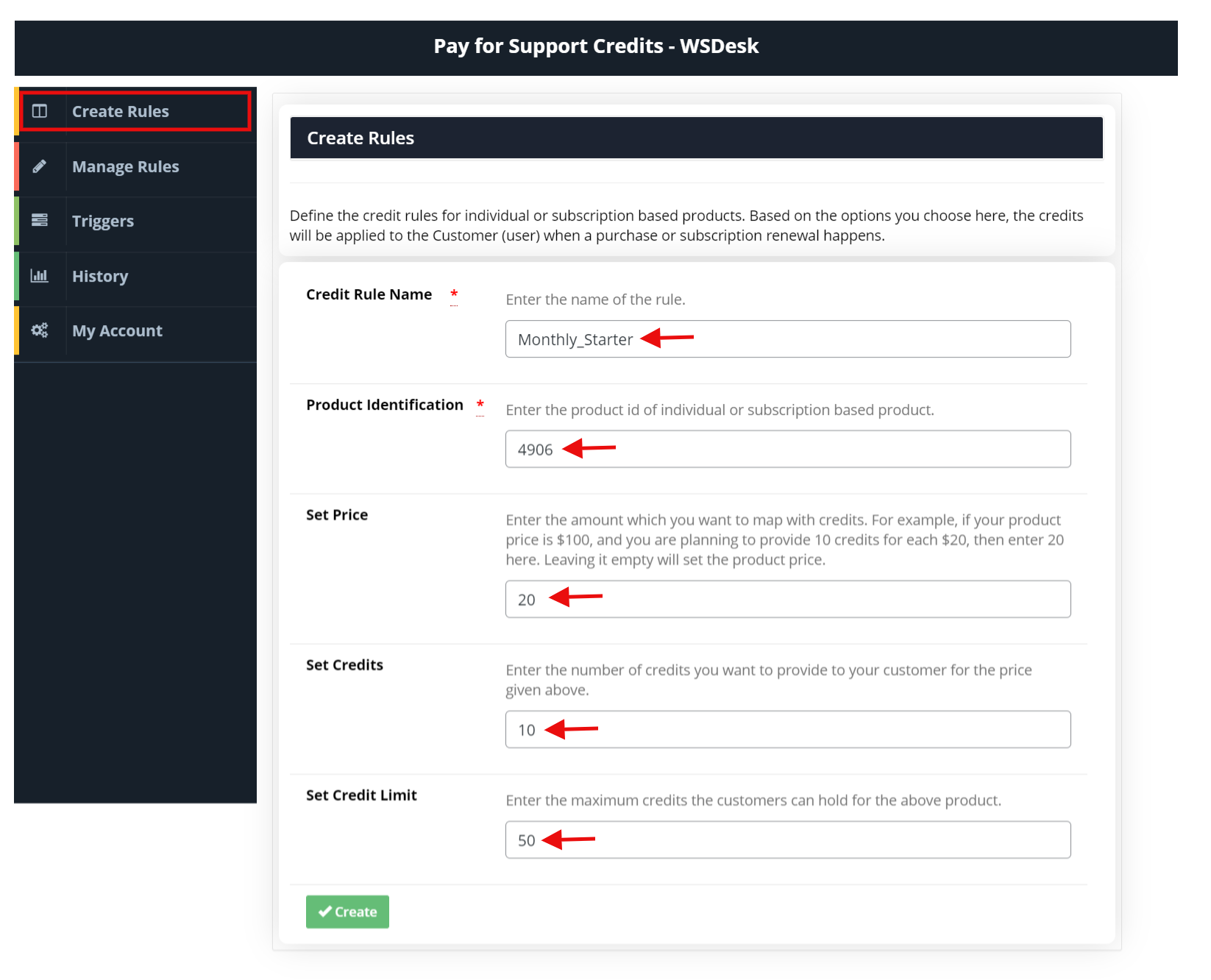 pay for support create rules | charge for Customer Support