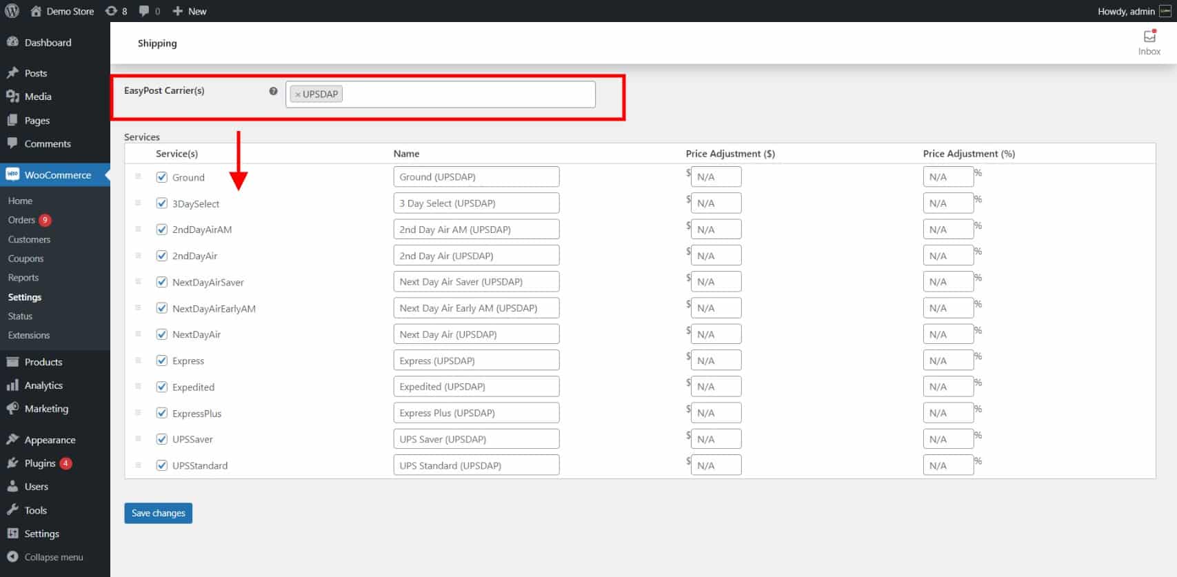 EasyPost Carrier UPSDAP