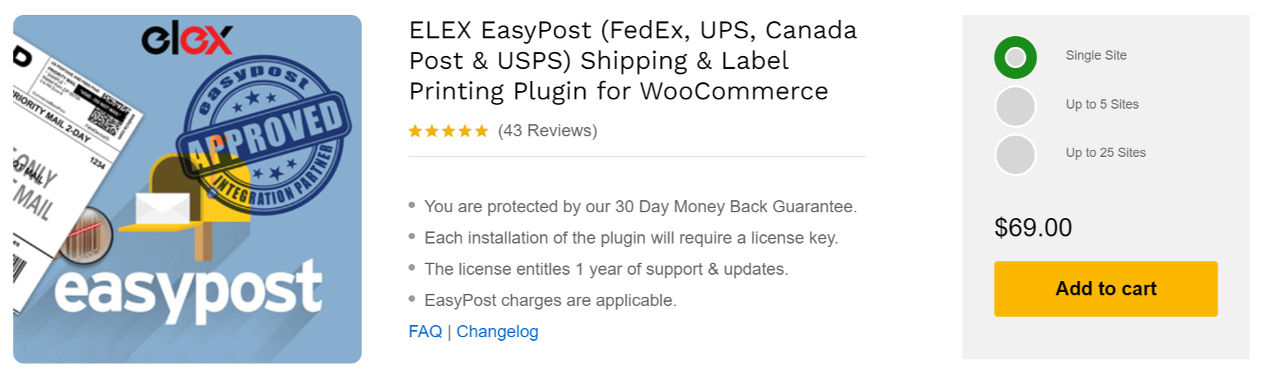 ELEX EasyPost (FedEx, UPS, Canada Post & USPS) Shipping & Label Printing Plugin for WooCommerce