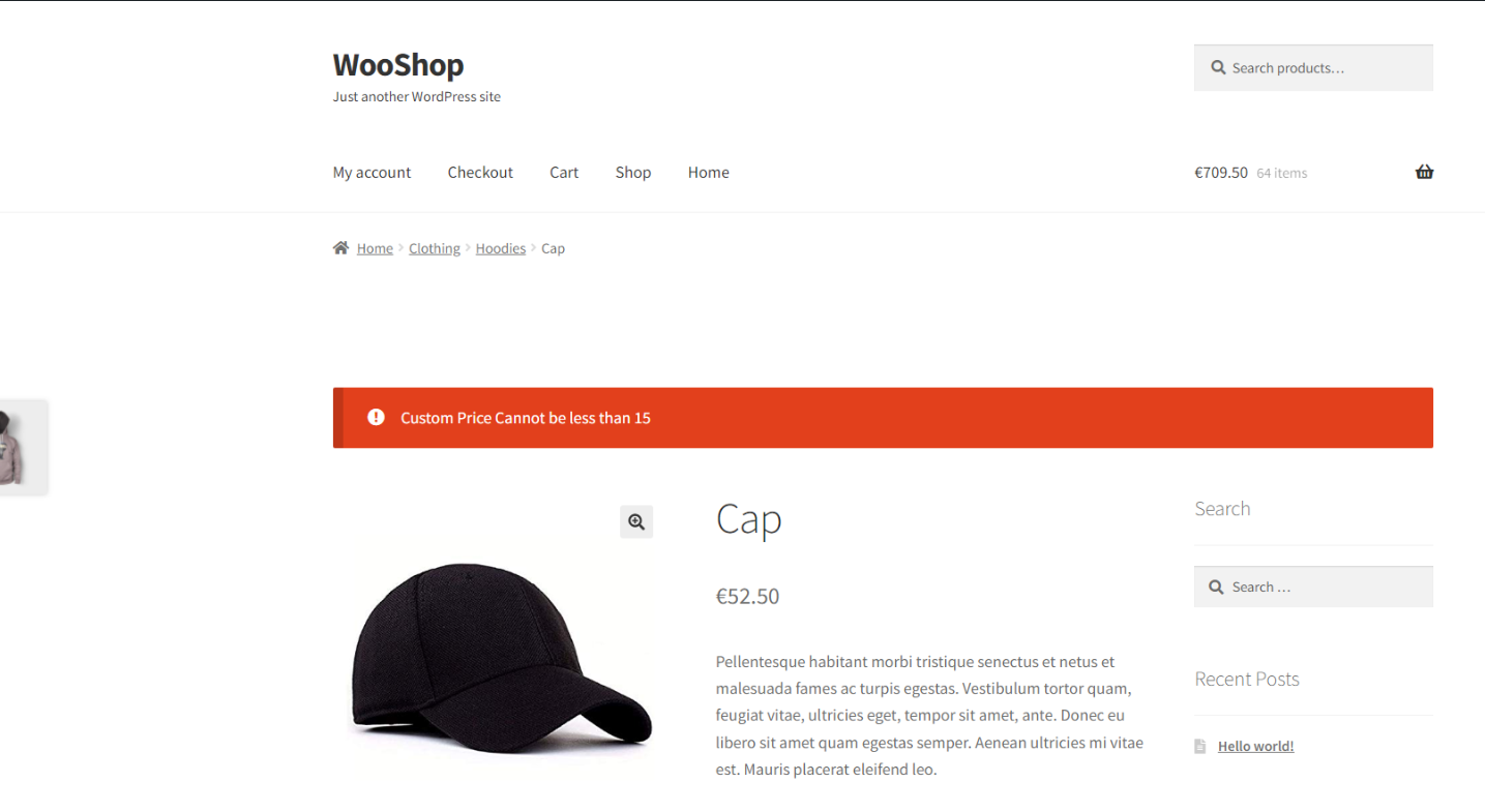 ELEX WooCommerce Name Your Price plugin demonstration