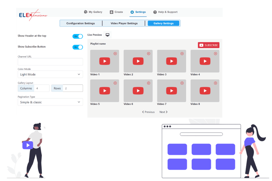 Fully customizable layout | Youtube video gallery