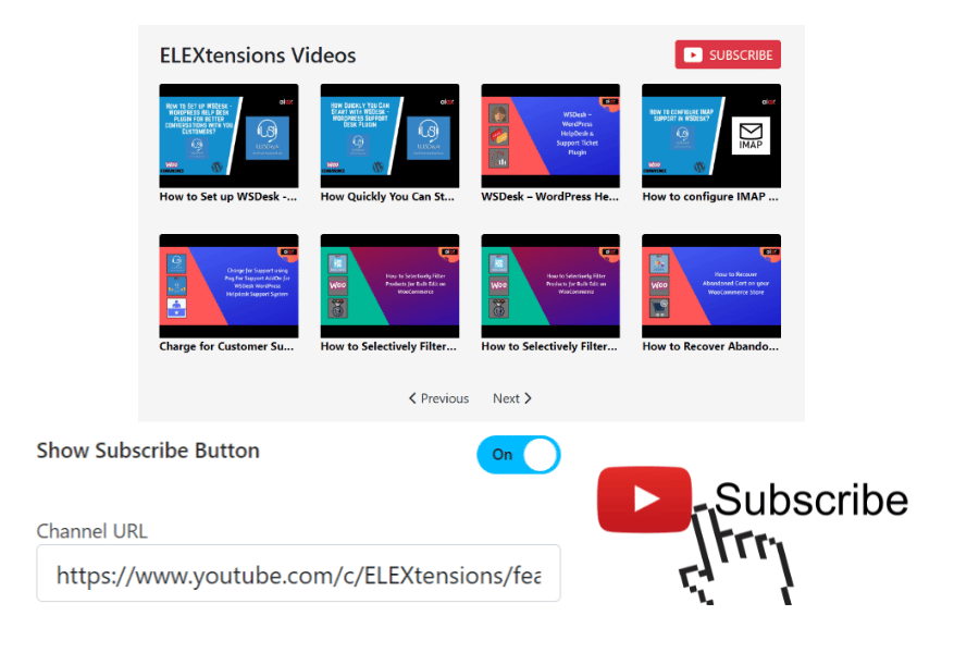 Add a Subscribe button to the gallery | Youtube video gallery