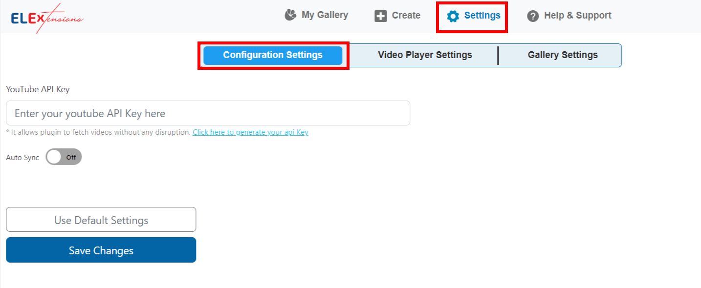 Configuration Settings Embed YouTube Video