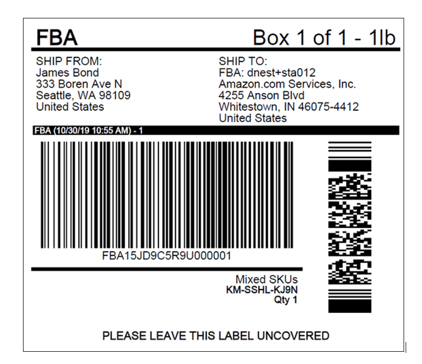 Shipping label example