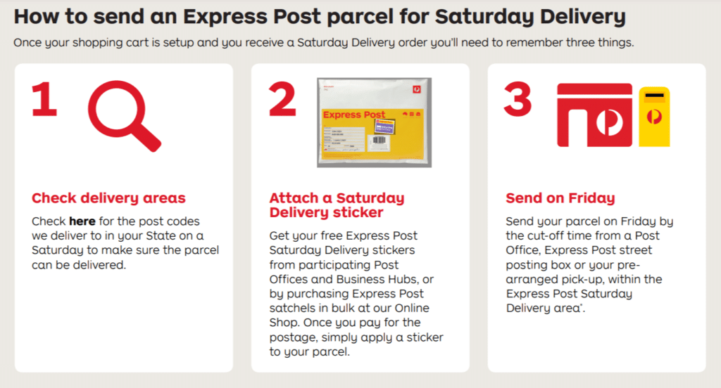 does express post get delivered on saturday in australia