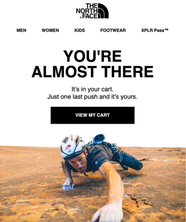 The North Face abandoned cart email