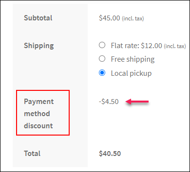 Checkout discount label | Discount per Payment Method