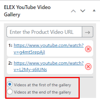Add the videos at the start or end of the product image gallery