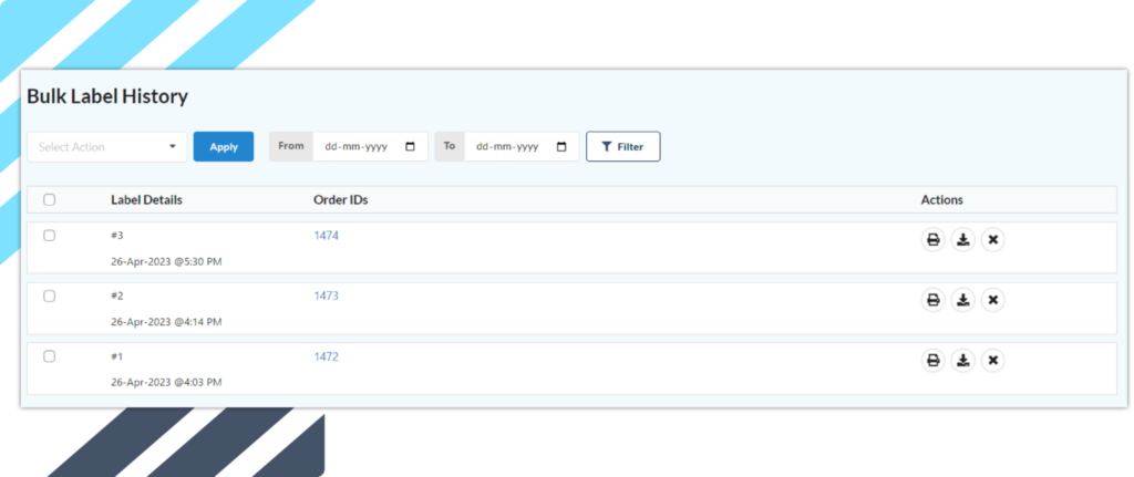 Bulk Label History