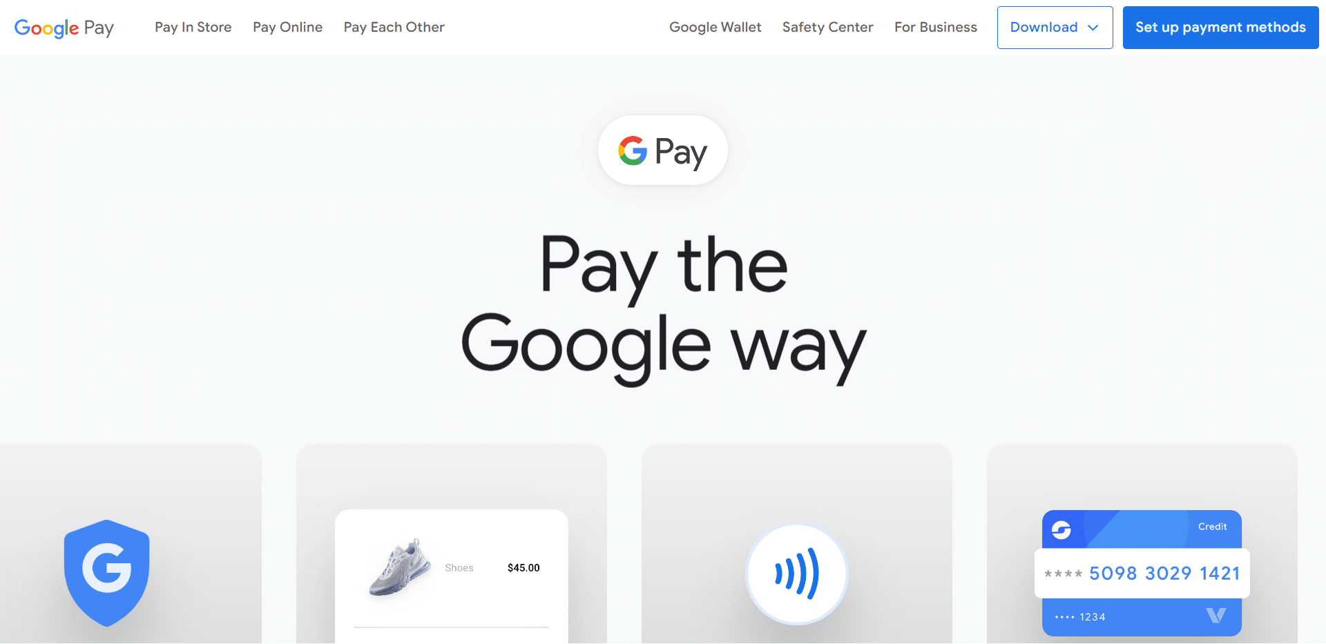 Landing page for Google Pay
