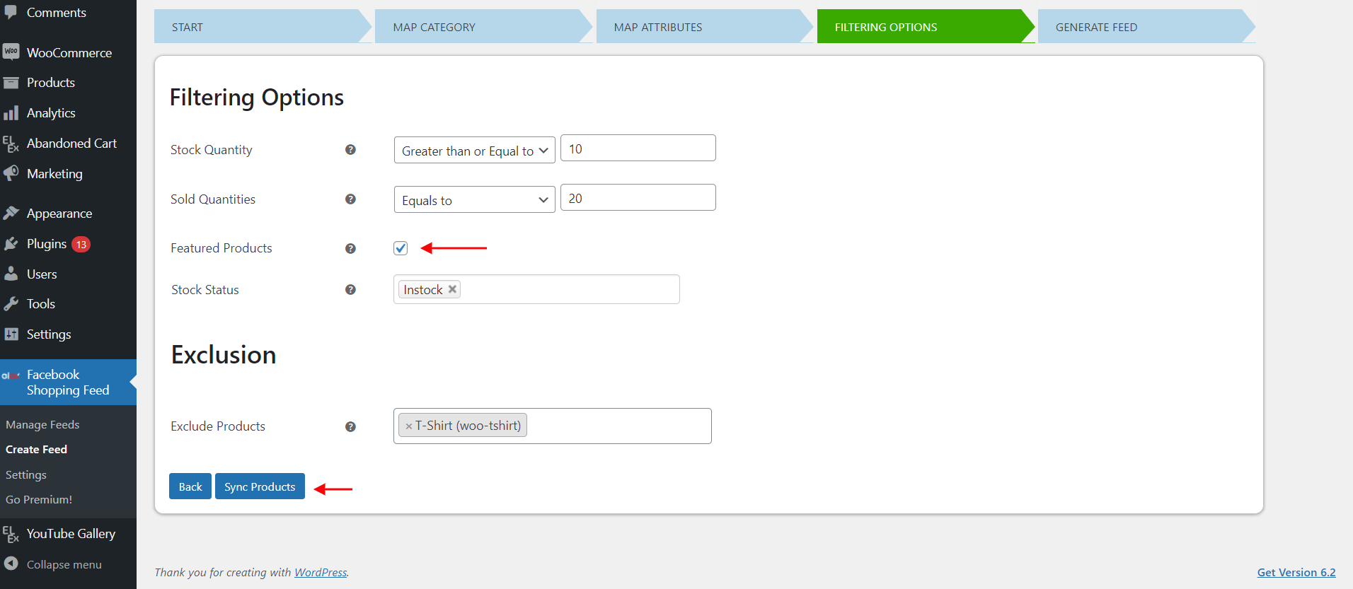 Configure the Filtering Options tab