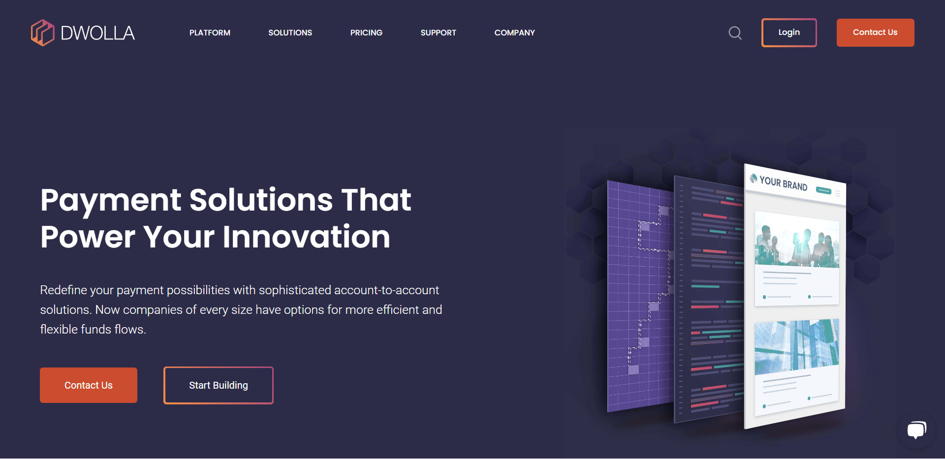 Landing page for Dwolla