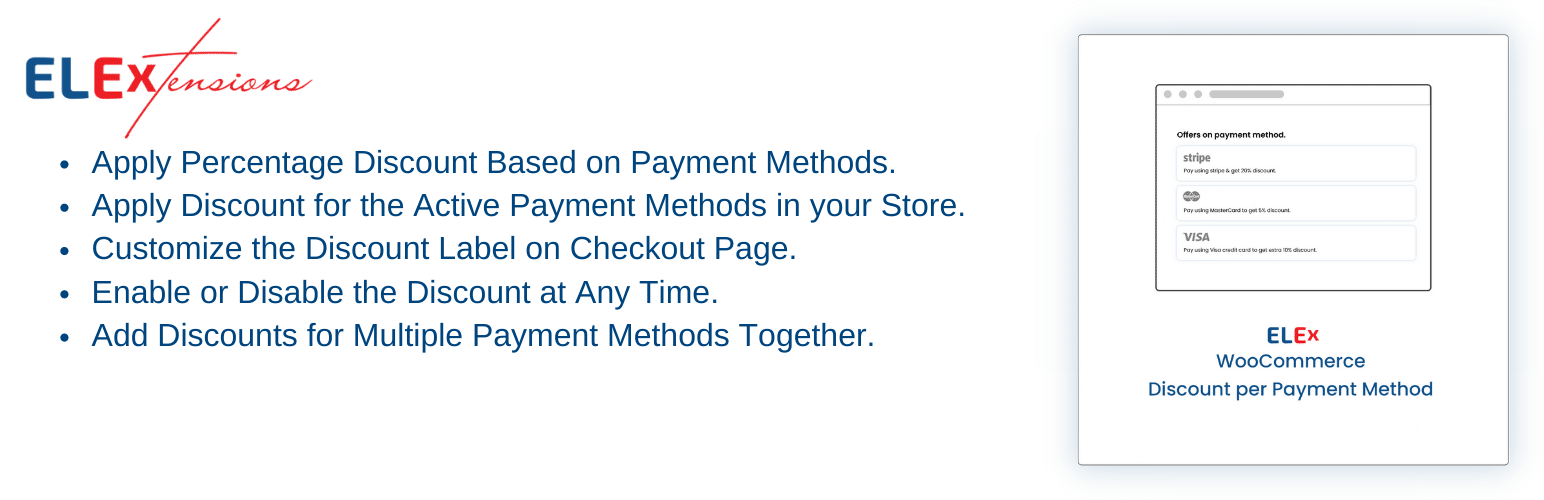 ELEX WooCommerce Discount Per Payment Method plugin