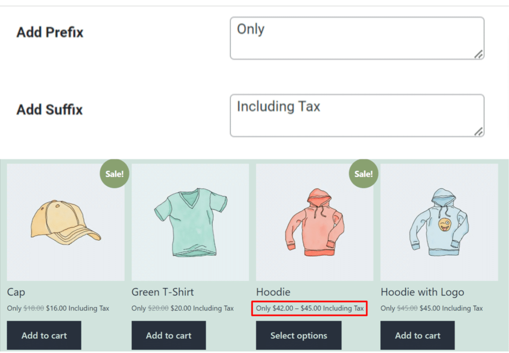 Add and Hide Prefix and Suffix for Product Variations | ELEX WooCommerce Product Price Custom Text