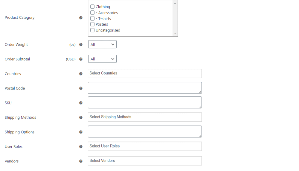 hide shipping method configuration