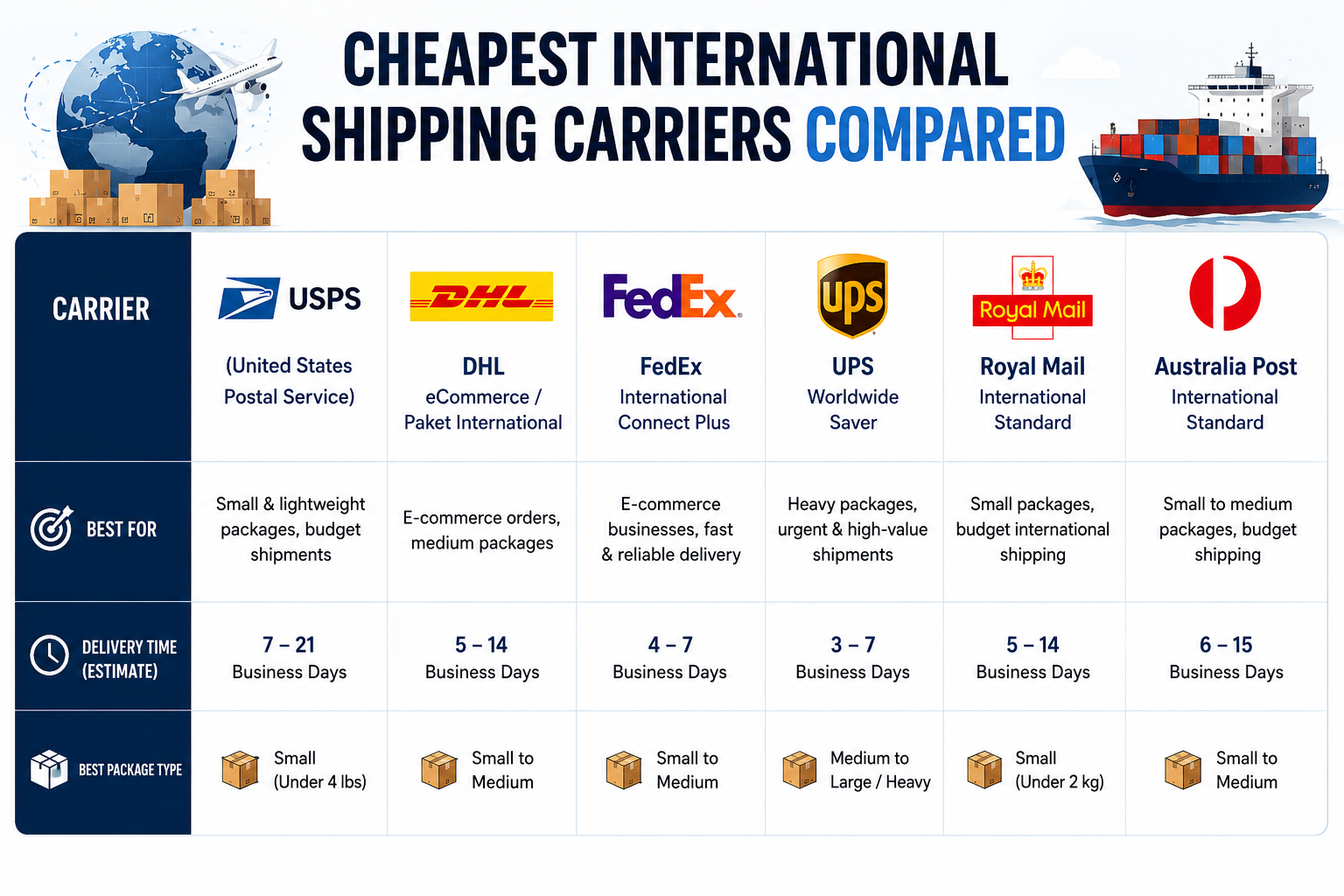 Cheapest International Shipping Carriers Compared